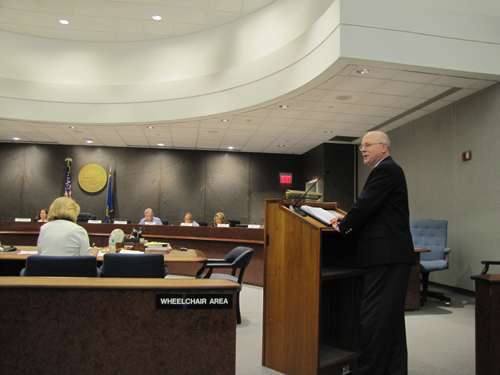 Riverhead Planning administrator Jeff Murphree address the Suffolk County Planning Commission Wednesday in Hauppauge.