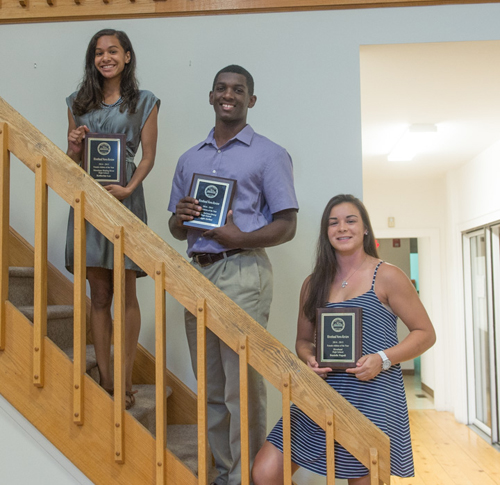 Three of the Riverhead News-Review athletes of the year honored were (from left) Katherine Lee of Shoreham-Wading River, Reggie Archer of McGann-Mercy and Danni Napoli of Riverhead. (Credit: Robert O'Rourk)