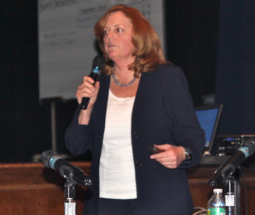 JENNIFER GUSTAVSON FILE PHOTO | Riverhead superintendent Nancy Carney speaks at a school board meeting.