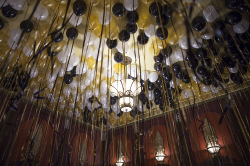 Decorations on the theater ceiling. (Credit: Katharine Schroeder)