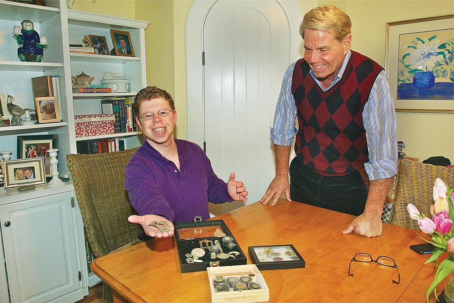 Brad Bocksel and his father, Robert, preparing artifacts for accession to Fraunces Tavern Museum. (Credit: Barbaraellen Koch)