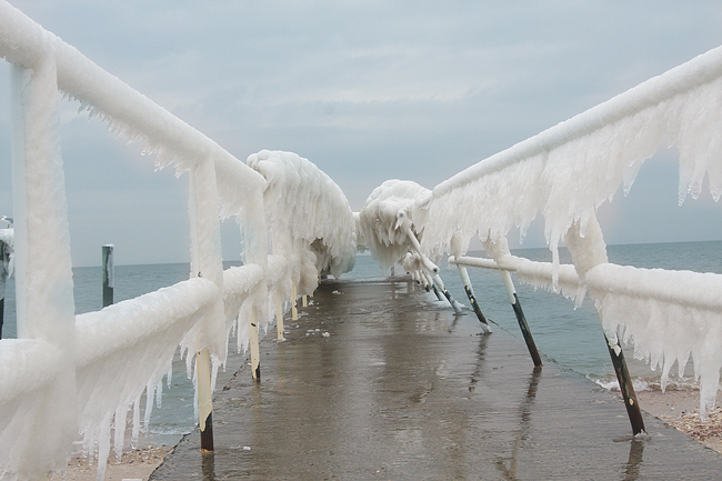 An iced Iron Pier in Northville. (Credit: Barbaraellen Koch)