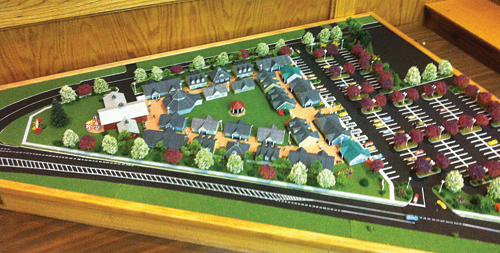 TIM GANNON FILE PHOTO  |  A model, presented in 2011, of the Knightland development planned for Wading River.