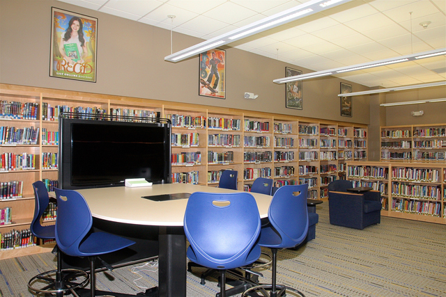 The middle school library was renovated earlier this year.