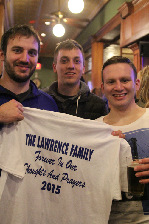 From left, Riverhead High School graduates Will Razzano, Kyle Zilonicki and John Razzano at Digger’s Ales N’ Eats on Thursday for a fundraiser to establish a scholarship in Danielle Lawrence’s memory. (Credit: Jen Nuzzo photos)
