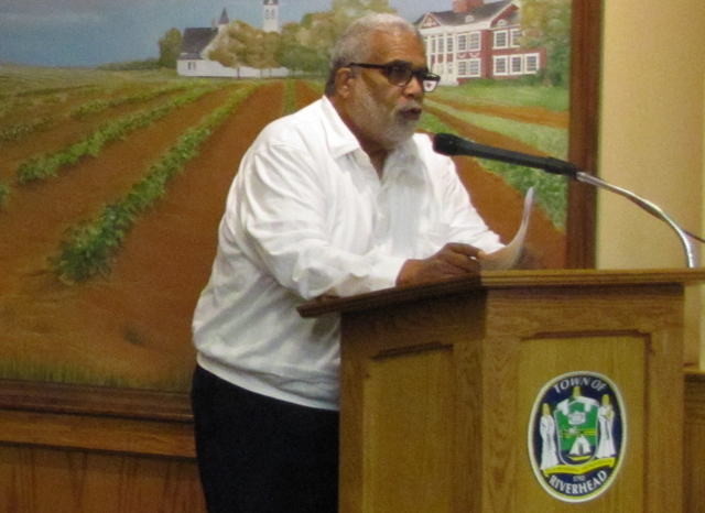 Rev. Charles Coverdale thanks the Town Board Tuesday evening. (Credit: Tim Gannon)