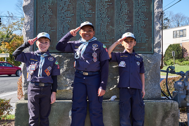 Lorenzo McFarlin, Miles Hatcher-Robertson and Edward Bedell of Cub Scouts Pack 242.