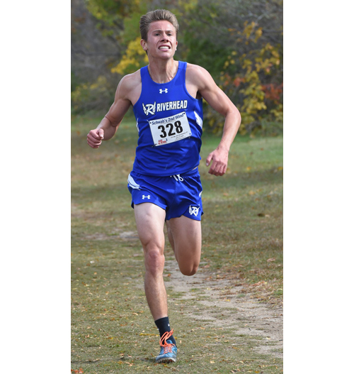 Riverhead senior Luke Coulter ran his fastest time ever at Sunken Meadow Park on Tuesday, giving him second place among Division II runners in the Section XI Division Championships. (Credit: Robert O'Rourk)
