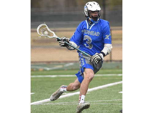 Ryan Hubbard shot in four of his five goals in the first quarter, helping Riverhead to a 10-0 lead against Longwood. (Credit: Robert O'Rourk)