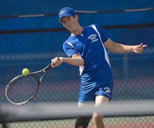 GARRET MEADE FILE PHOTO | Seth Conrad, a fifth-year varsity veteran, is Riverhead's first singles player for the third straight year.