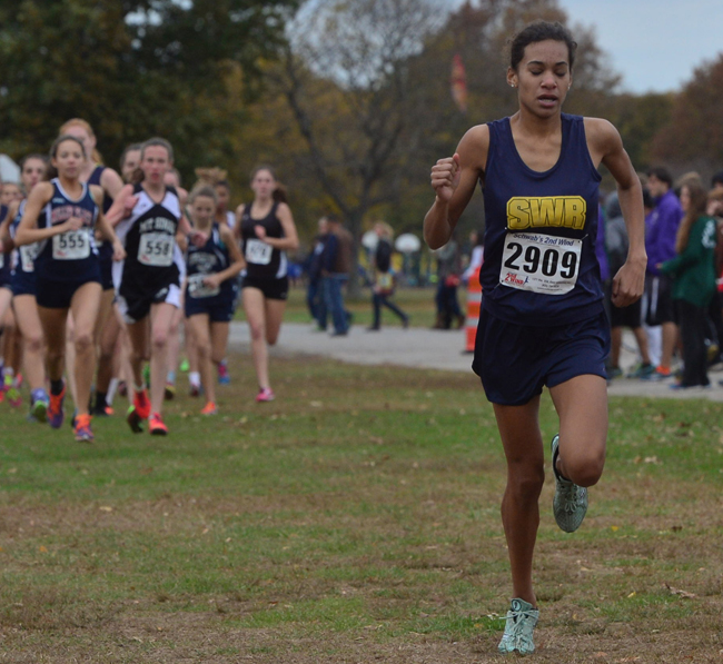 Shoreham-Wading River freshman Katherine Lee, pictured last week at the state qualifier, was the top finisher in the state at Saturday's Class B championship race in Canton, N.Y. (Credit: Robert O'Rourk)