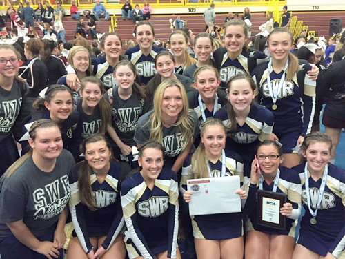 The Shoreham-Wading River cheerleading team earned its first bid to Nationals. (Credit: courtesy photo)