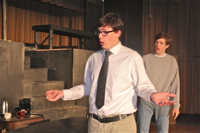 Ian Byrne of Baiting Hollow as Willy Loman and Patrick O'Brien of Riverhead as Biff his son. (Barbarallen Koch photo)
