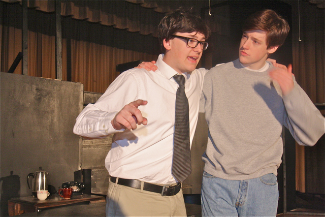 Ian Byrne of Baiting Hollow as Willy Loman and Patrick O'Brien of Riverhead as Biff his son. (Barbaraellen Koch photo)