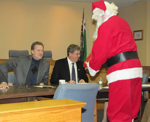 TIM GANNON PHOTO | Santa made a stop in Town Hall on Thursday.