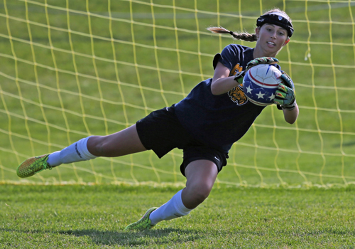 Lydia Kessel, a sophomore goalkeeper, recorded 17 shutouts last year and was Shoreham-Wading River's most valuable player. (Credit: Daniel De Mato, file)