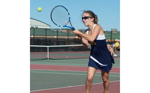 ROBERT O'ROURK PHOTO | Shoreham-Wading River senior Aimee Manfredo said her backhand was the MVP of her strokes Tuesday when she won her third Division IV singles title.