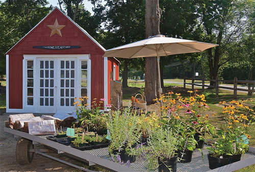 The former garage near the road has been turned into a farmstand. (Credit: Barbaraellen Koch)
