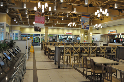 Tanger 2's food court was recently renovated and features raised seating and, at left, an "iPad bar" with 20 iPads for customer use.