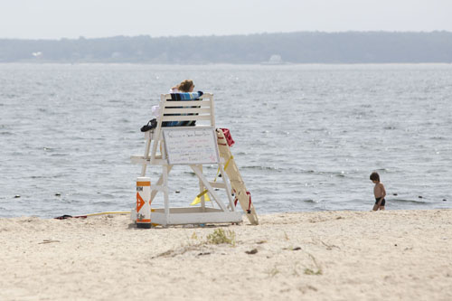 KATHARINE SCHROEDER PHOTO | A lifeguard at the town beach in South Jamesport.