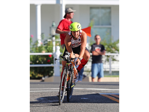 Tim Steiskal of Brookhaven fell short of winning the Riverhead Rocks Olympic Distance Triathlon for the fourth straight year on Sunday. He finished fourth. (Credit: Daniel De Mato)