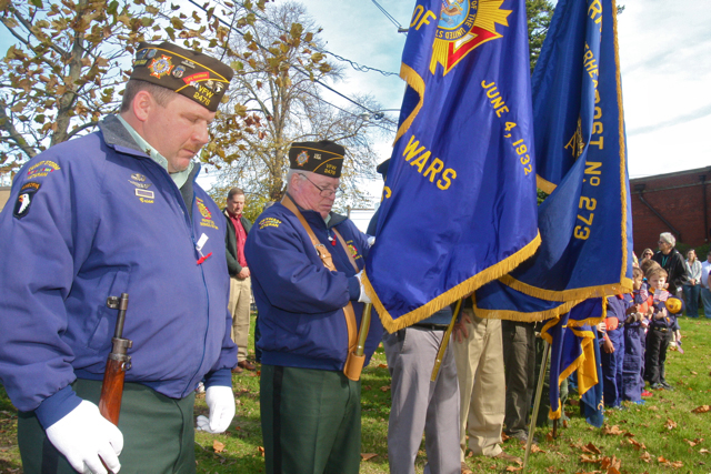 VFW's color guard Brian Smith (left), Junior Vice Commander, and Senior Vice Commander John Newman. (Credit: Barbaraellen Koch)