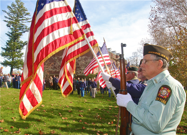 The Riverhead Combined Veterans Committee held its annual Veterans Day ceremony on Tuesday morning. (Credit: Barbaraellen Koch)