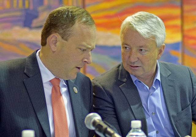 Congressman Lee Zeldin (left) and Senator Phil Boyle (R-Islip). (Credit: Grant Parpan)