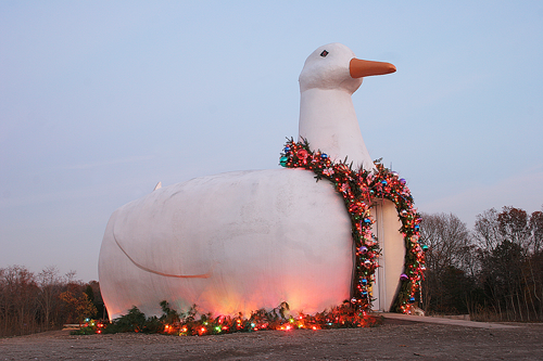 The landmark Big Duck monument in Flanders, a forgotten hamlet in Game of Hamlets. (Credit: Barbaraellen Koch, file)