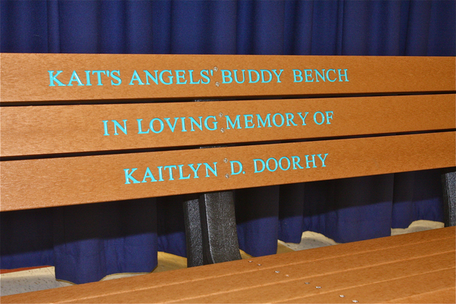 The "Buddy Bench" in honor of Kaitlyn Doorhy. (Credit: Barbaraellen Koch)