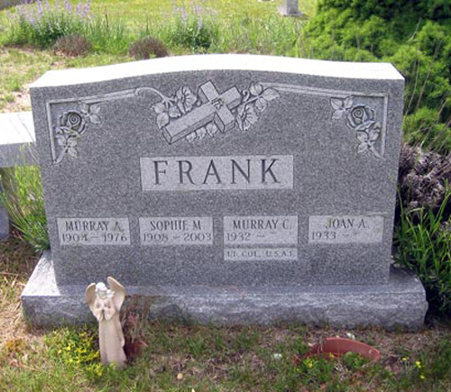 The headstone on the Frank family burial site in Westhampton Beach.  (Credit: Dean Speir, On the Beach blog)