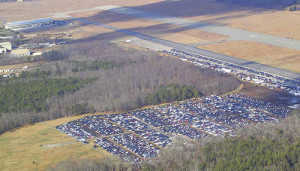 DEC COURTESY PHOTO |  Sandy-damaged cars parked on grasslands at EPCAL in early January.