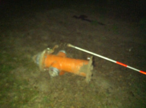 MICHAEL WHITE PHOTO | The hydrant that got got dragged onto a front lawn on Main Road Thursday night.