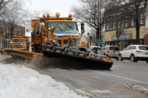 Carrie Miller photo | Plows pushing along Main Street about 10:30 a.m. Wednesday.