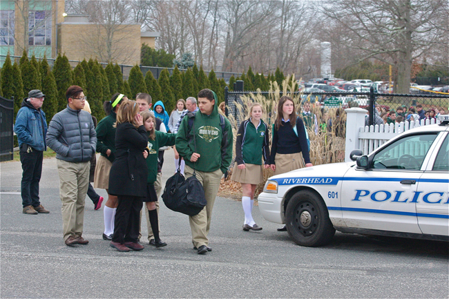 Students leave Mercy High School Wednesday. (Credit: Barbaraellen Koch)
