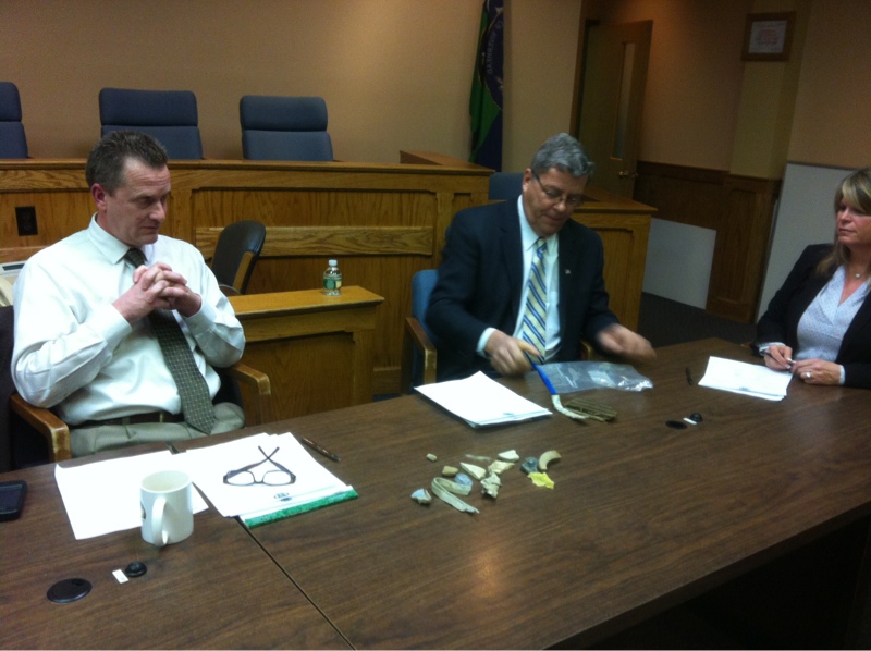 Town board members review material that came from EPCAL at last week's work session. (Credit: Tim Gannon)