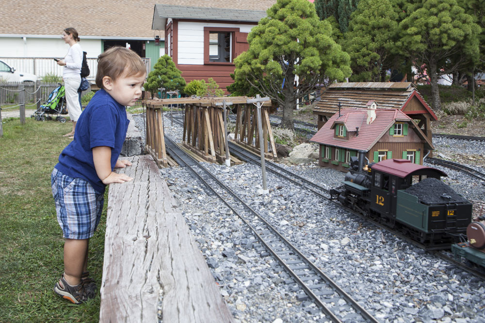 Two-year-old Adam Case of Coram enjoys the train display. (Credit: Katharine Schroeder)