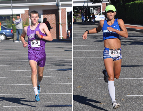 Nicholas Berglin, a Hampton Bays H.S. senior, and Tara Farrell, a Long Island Marathon winner, were the top finishers in Saturday's Run for the Ridley 5K race in Riverhead. (Credit: Grant Parpan)