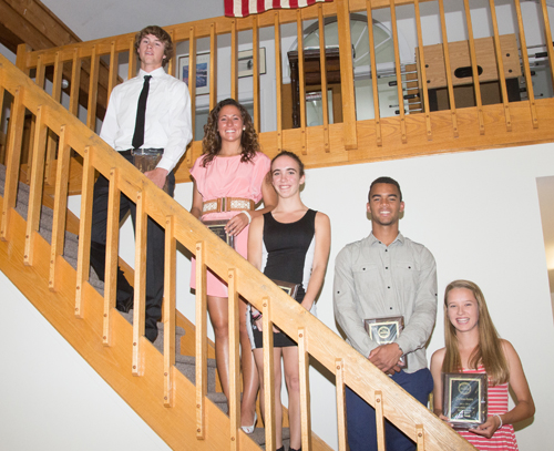 The News-Review Athletes of the Year for 2013-14 are: (from left) Riverhead's Ryan Hubbard and Carolyn Carrera, Aimee Manfredo of Shoreham-Wading River and McGann-Mercy's Luis Cintron and Meg Tuthill. (Credit: Robert O'Rourk)